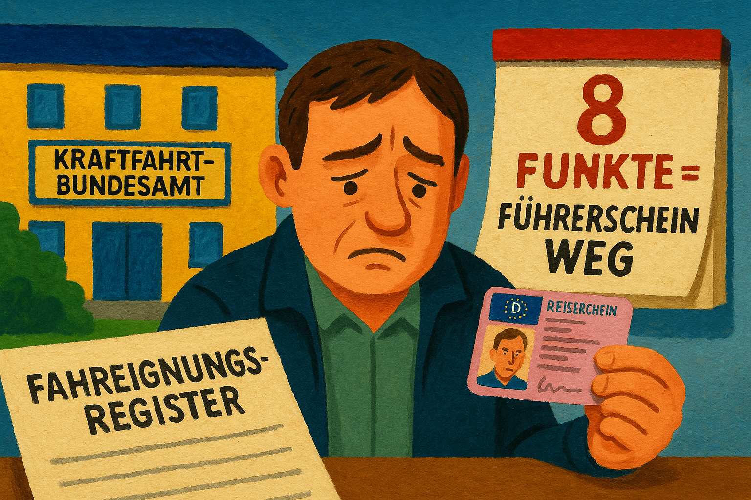 Illustration zum Führerscheinentzug ab 8 Punkten im Flensburger Fahreignungsregister